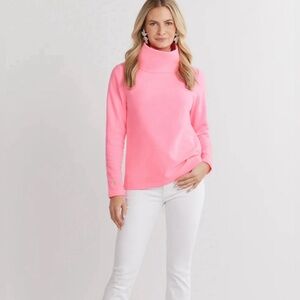 NWT Dudley Stephens Greenpoint Turtleneck in Terry Fleece (Cotton Candy) Small